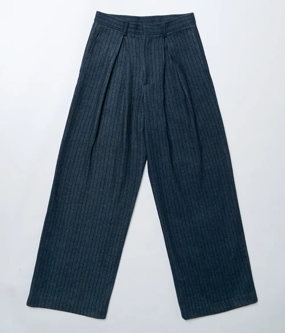 Calças Largas Risca de Giz Denim