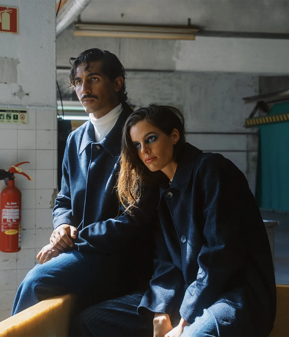 Sobretudo Botões Burel Denim